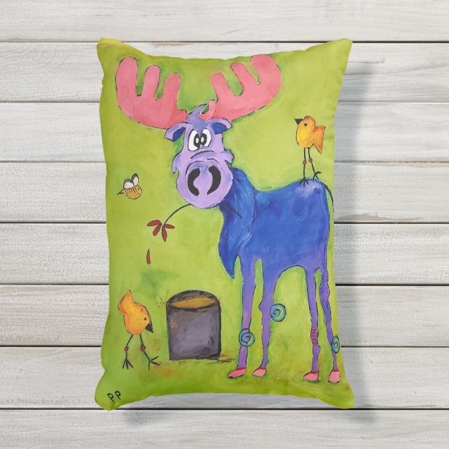 D'extérieur Coussin de l'accentuation du déjeuner de l'orignal (Devant (Vertical))