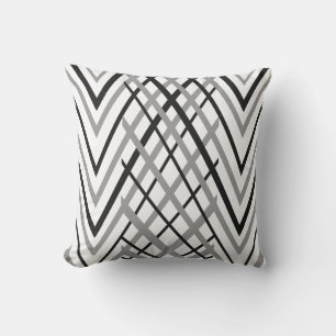 D'extérieur Coussin extérieur de blanc gris de motif noir de