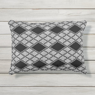 D'EXTÉRIEUR COUSSIN EXTÉRIEUR EN MAILLE ARGYLE NOIR