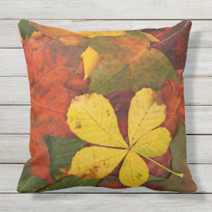D'extérieur Coussin extérieur orange, rouge, jaune de feuille