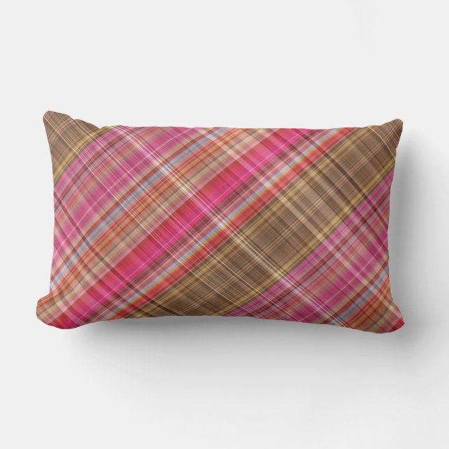 D'extérieur Coussin Lumbar plat Tartan framboise (Recto)