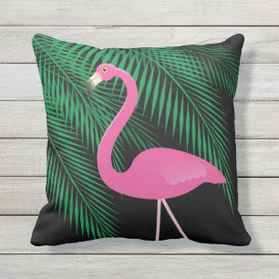 D'extérieur Coussin rose et noir réversible 2 de Flamant rose