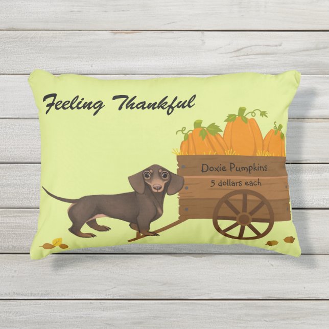 D'extérieur Dachshund Thanksgiving Décor Wiener Chien Coussin (Devant)