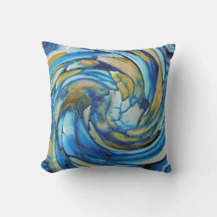 D'extérieur Dolphin Abstrait bleu et or Coussin extérieur
