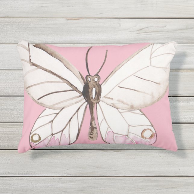 D'extérieur Élégant papillon rose Coussin extérieur (Devant)