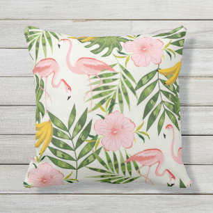 D'extérieur Flamant rose tropical d'été Coussin extérieur