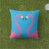 D'extérieur Flamants roses de baiser Blue Coussin extérieur (Herbe)