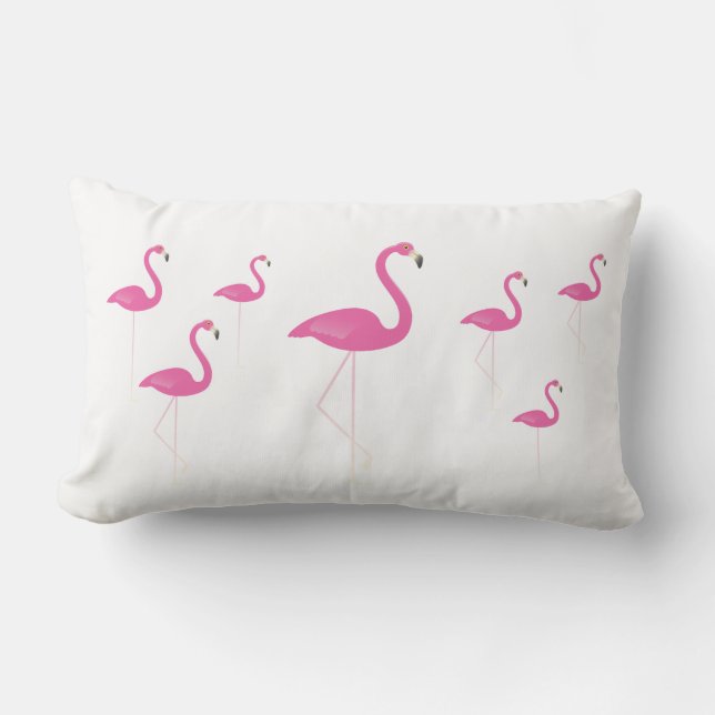 D'extérieur Flamants roses sur le blanc - coussin extérieur (Recto)