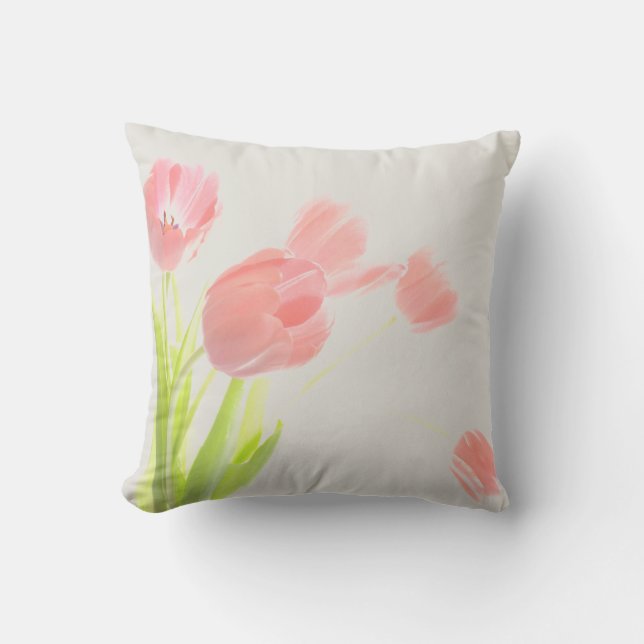 D'extérieur Fleur extérieure de tulipe de rose de coussin de (Recto)