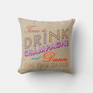 D'extérieur Il est temps de boire Champagne Beach Sand Coussin