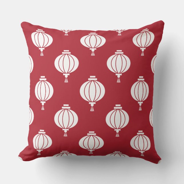 D'extérieur lanternes en papier blanc rouge coussin extérieur  (Recto)