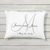 D'extérieur Mariage de monogramme blanc gris Coussin (Dos)