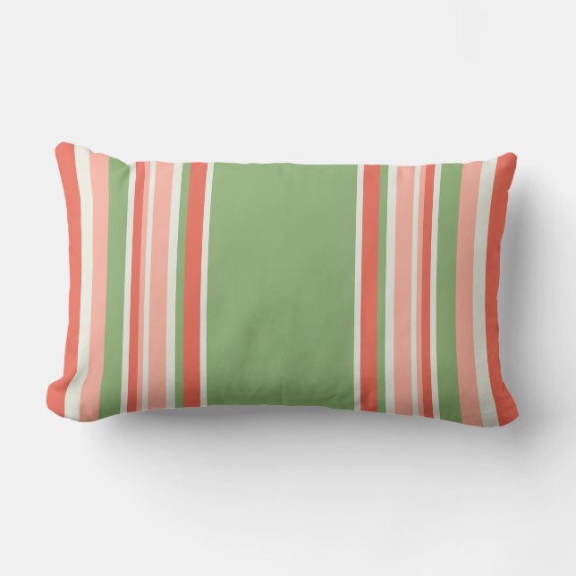 D'extérieur Moderne Coussin de Jardin Rayé de Corail Vert (Recto)
