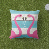 D'extérieur Monogramme Flamants roses de baiser Coussin Turquo (Herbe)