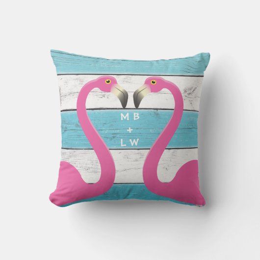 D'extérieur Monogramme Flamants roses de baiser Coussin Turquo (Recto)