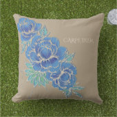 D'extérieur PÉONIES BLEUES & DAMASK ~ Coussin (Herbe)