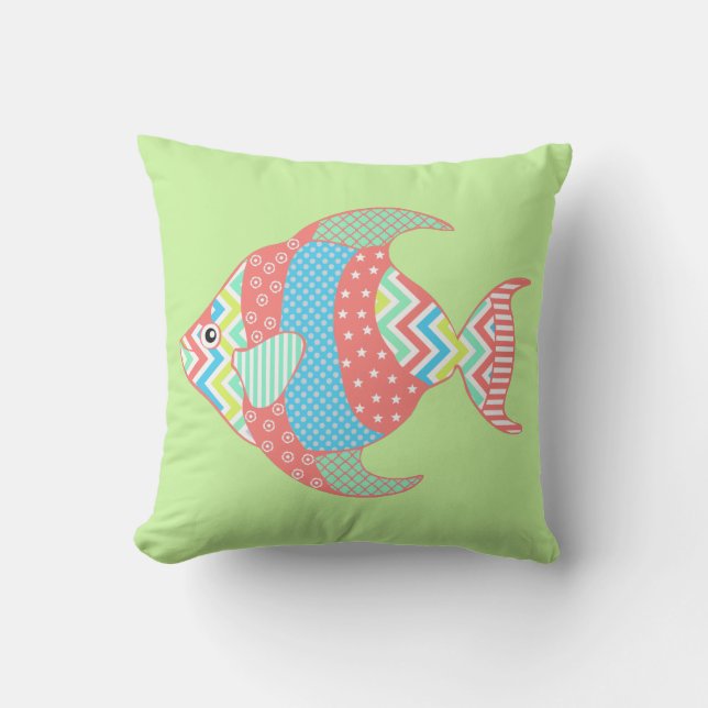 D'extérieur Poisson Whimsical coloré Coussin extérieur (Recto)