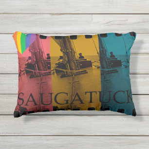 D'extérieur Saugatuck Michigan Coussin à voile Rainbow Vintage
