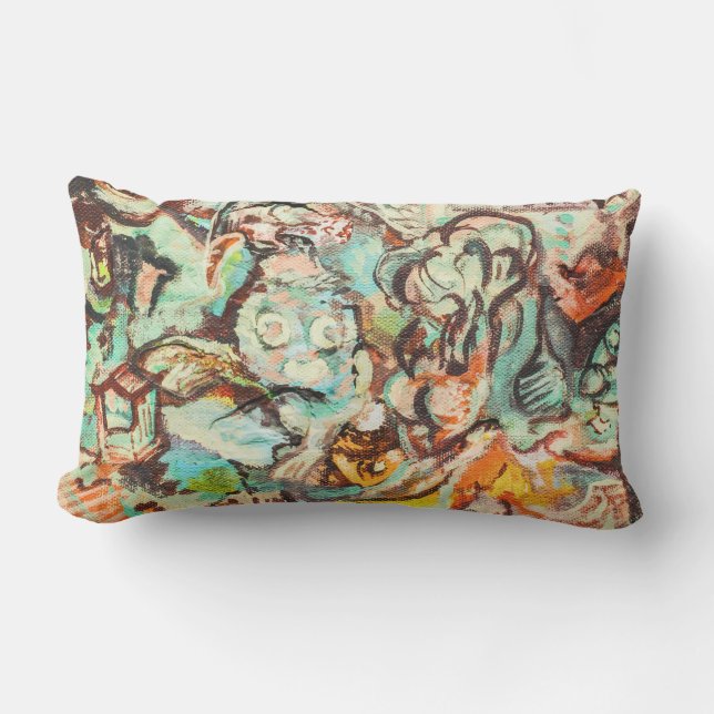 D'extérieur Tableau original Abstrait Lumbar Coussin extérieur (Recto)