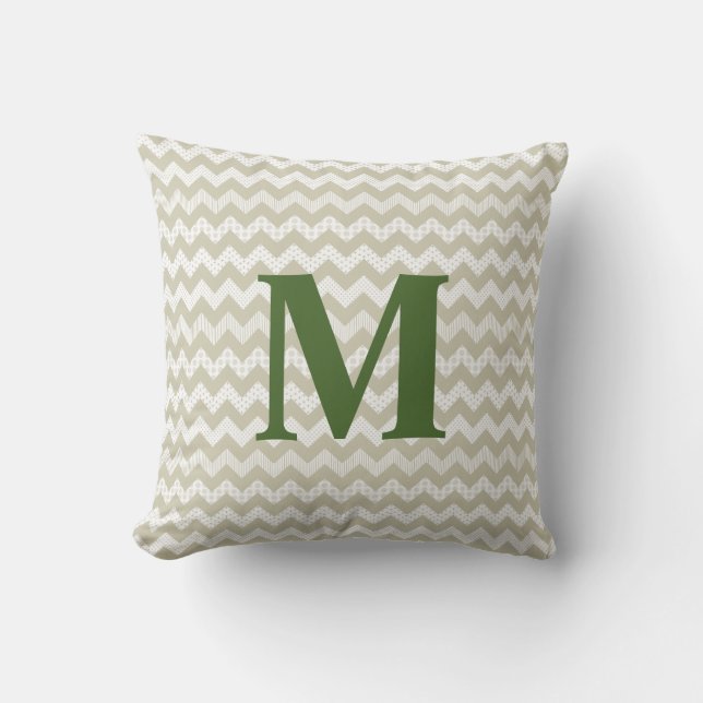 D'extérieur Tan Chevron et Green Monogram Coussin extérieur (Recto)