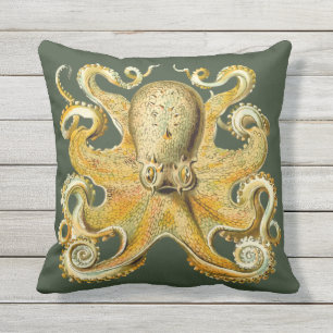D'extérieur Vert nautique d'or de coussin de décor de poulpe