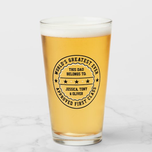 Deze allerbeste papa is van: Uw naam(en) Glas (Voorkant gevuld)