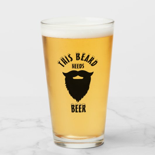 Deze baard heeft bier nodig, glas (Voorkant gevuld)
