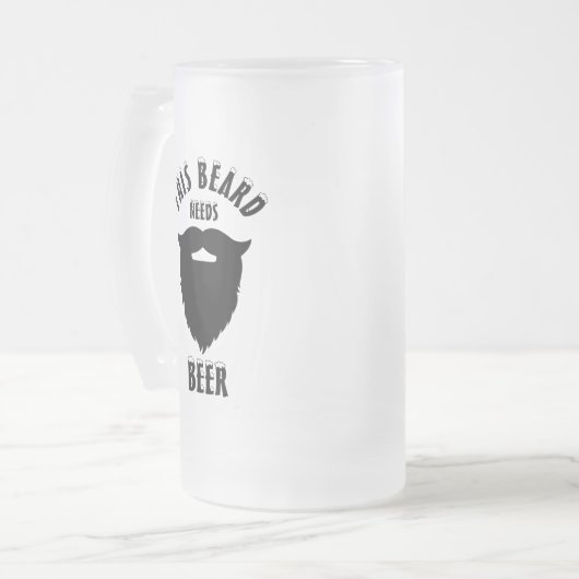 Deze baard heeft bier nodig, matglas bierpul (Voorkant links)
