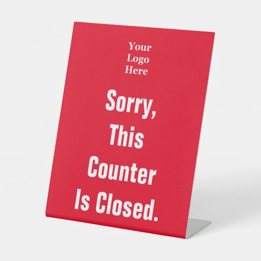 Deze balie is gesloten Business Logo Red Reclamebord Met Voetstuk (Voorkant)