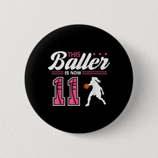 Deze Baller Is 11 Jaar Oud Basbal 11e Verjaardag Ronde Button 5,7 Cm