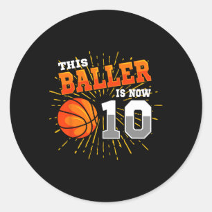 Deze baller is nu 10 basketbal 10e verjaardag par ronde sticker