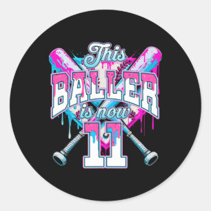 Deze baller is nu 11 Ice Cream Baseball Drip 11th Ronde Sticker