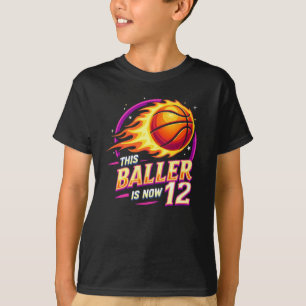 Deze Baller is nu 12 Flaming Basketbal 12e T-shirt