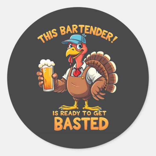 Deze barman is klaar om te worden gestraald ronde sticker (Voorkant)