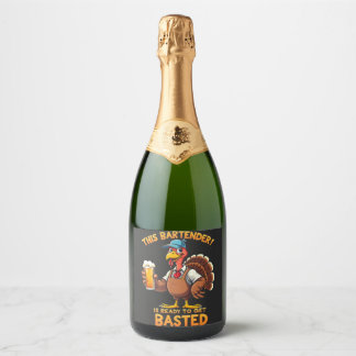 Deze barman is klaar om te worden gestraald sparkling wijnetiket