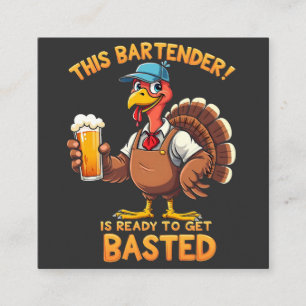 Deze barman is klaar om te worden gestraald vierkante visitekaartje