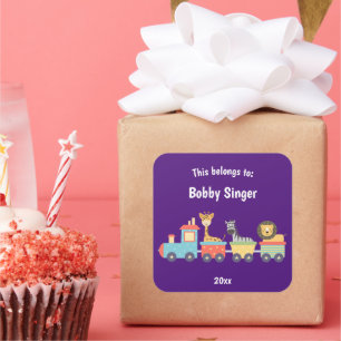 Deze behoort tot Back to School Speelgoed Zoo Trai Vierkante Sticker