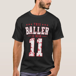 Deze bezoeker is nu 11-jarige Baseball Theme Bday T-shirt