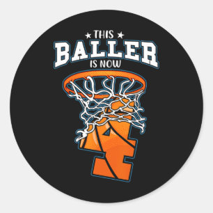 Deze bezoeker is nu 4-jarige Basketball Thema Bda Ronde Sticker