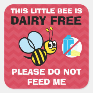Deze bij is zuivelvrij Geef geen voer Vierkante Sticker