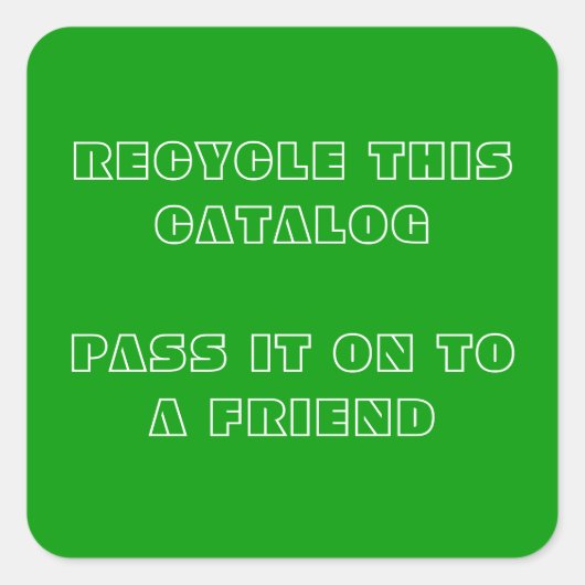 Deze catalogus recyclen vierkante sticker (Voorkant)