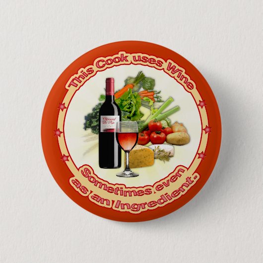 Deze Cook gebruikt wijn Ronde Button 5,7 Cm (Voorkant)