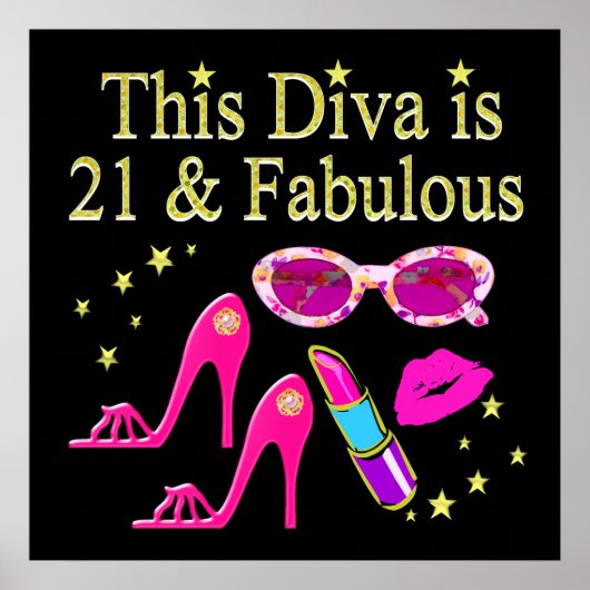 DEZE DIVA IS 21 EN FABULOUS ONTWERP POSTER (Voorkant)