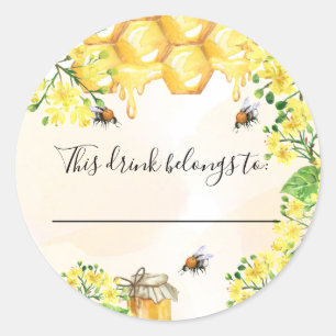 Deze drink is geel aan hommels ronde sticker