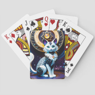Deze filigraan fantasie kat is echt een kunstwerk. pokerkaarten