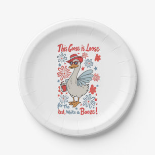 Deze gans is los voor de rode, witte en drank papieren bordje
