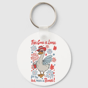 Deze gans is los voor de rode, witte en drank sleutelhanger
