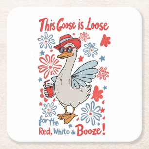 Deze gans is los voor de rode, witte en drank vierkante kartonnen onderzetter
