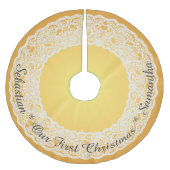 DEZE GEBOGEN TEKST AANPASSEN Goud  kant Kerstboom Rok (Voorkant)