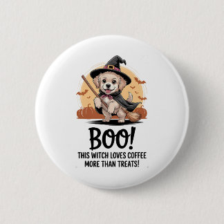 Deze heks houdt meer van koffie dan van traktaties ronde button 5,7 cm